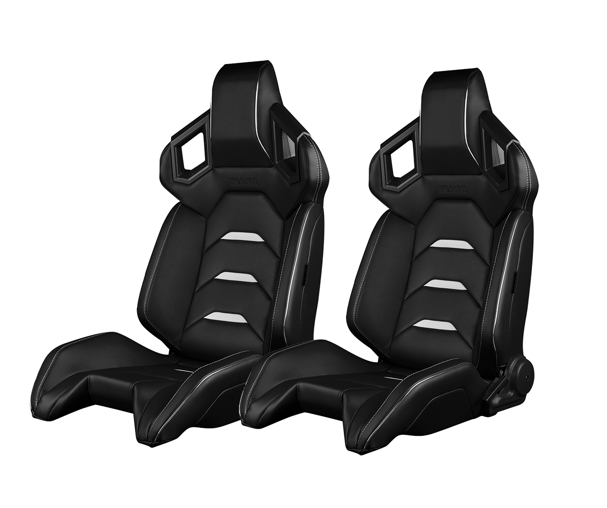Braum Alpha-X Series Black and White Racing Seats: Pair