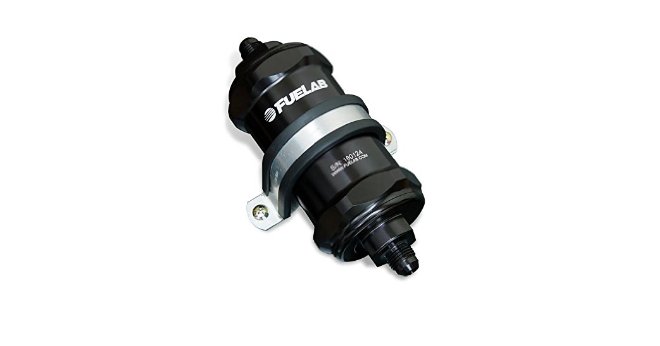 Fuelab Black -8AN In-Line Fuel Filter (40 Micron SS Element)