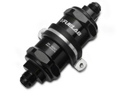 Fuelab Black -6AN In-Line Fuel Filter (75 Micron SS Element)