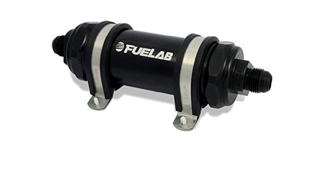 Fuelab Black -6AN In-Line Long Fuel Filter (40 Micron SS Element)