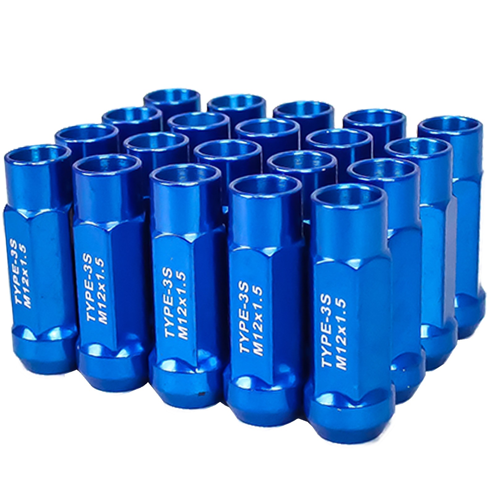 Godspeed Project Blue M12x1.5 Type 3-X 55mm Steel Open End Lug Nuts