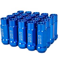 Godspeed Project Blue M12x1.5 Type 3-X 55mm Steel Open End Lug Nuts