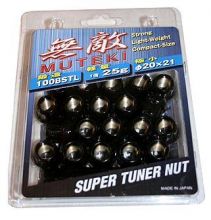 Muteki Black M12x1.5 Open Ended Lug Nuts: 20 Pack
