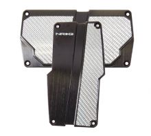 NRG Black with Silver Carbon Fiber Aluminum Automatic Sport Pedals