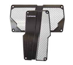 NRG Black with Silver Carbon Fiber Aluminum Automatic Sport Pedals
