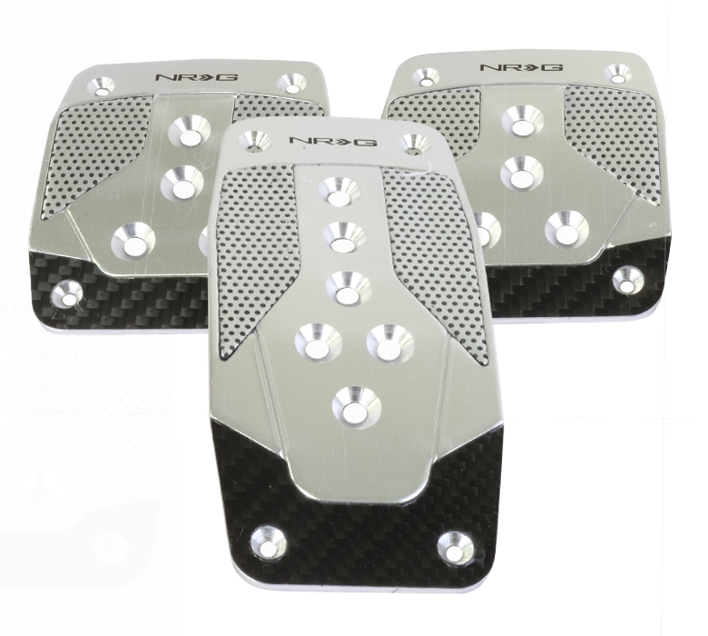 NRG Silver with Black Carbon Fiber Aluminum Manual Sport Pedals
