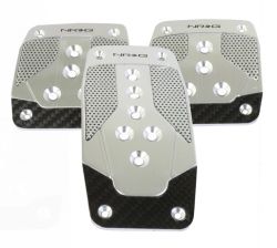 NRG Silver with Black Carbon Fiber Aluminum Manual Sport Pedals