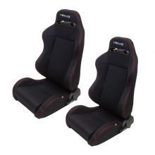 NRG Black With Red Stitching Type-R Cloth Sport Seats (Pair)