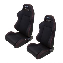 NRG Black With Red Stitching Type-R Cloth Sport Seats (Pair)