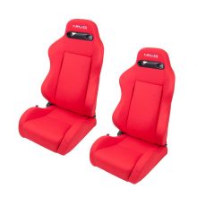 NRG Red With Red Stitching Type-R Cloth Sport Seats (Pair)