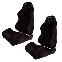NRG Black and Red Stitching Type-R Suede Sport Seats (Pair)