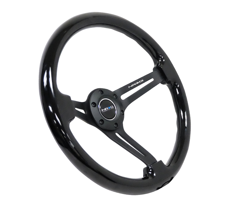 NRG 350mm Black Wood Matte Spoke Reinforced Steering Wheel
