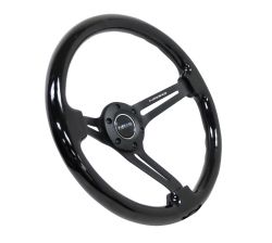 NRG 350mm Black Wood Matte Spoke Reinforced Steering Wheel