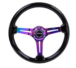 NRG 350mm Black Wood Neochrome Spoke Reinforced Steering Wheel