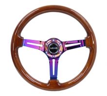 NRG 350mm Brown Wood Neochrome Spoke Reinforced Steering Wheel