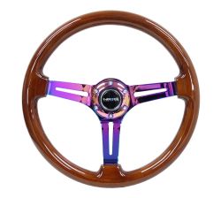 NRG 350mm Brown Wood Neochrome Spoke Reinforced Steering Wheel