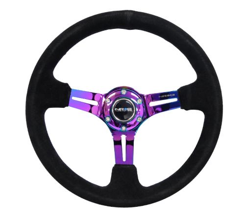 ご*ろ様 NRG ステアリング スエード NRG-RST-018S アバルト59 NRG 350mm Black Suede Neochrome Spoke Reinforced Steering Wheel