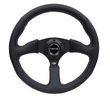 NRG 350mm Black Leather Matte Black Spoke Reinforced Steering Wheel
