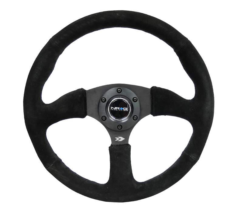 NRG 350mm Black Suede Matte Black Spoke Reinforced Steering Wheel