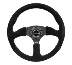 NRG 350mm Black Suede Matte Black Spoke Reinforced Steering Wheel