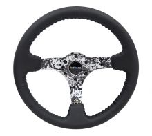 NRG 350mm Black Leather Digital Camo Spoke Reinforced Steering Wheel