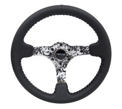 NRG 350mm Black Leather Digital Camo Spoke Reinforced Steering Wheel