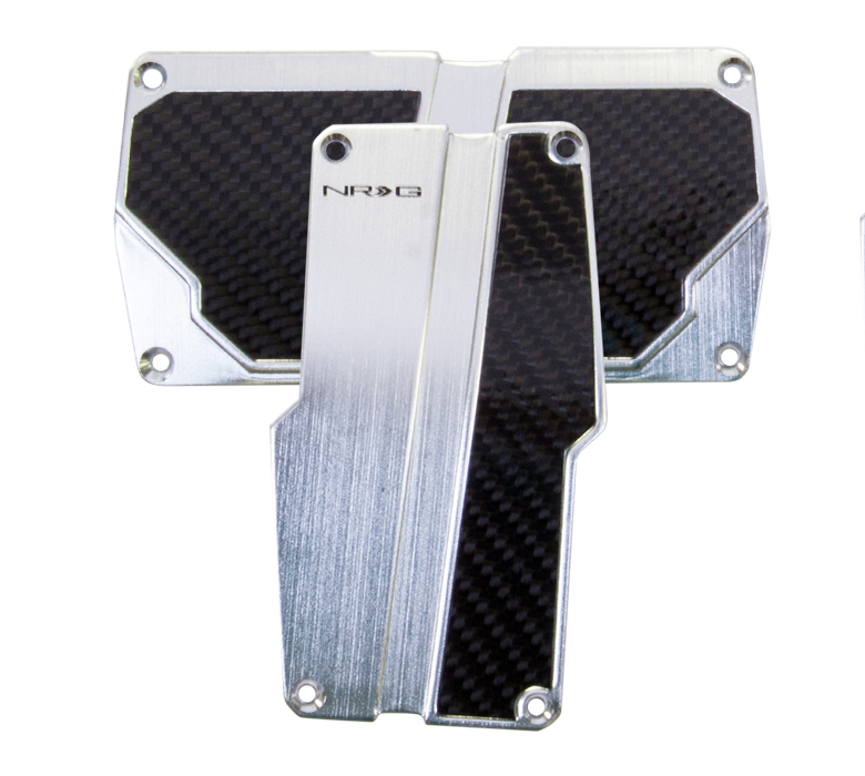 NRG Silver and Carbon Fiber Sport Pedal Set: Automatic