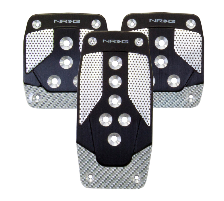NRG Black and Silver Aluminum Sport Pedals Manual Transmission