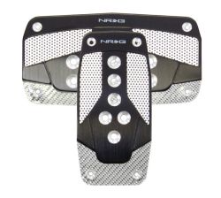 NRG Black with Silver Carbon AT Pedal Pad Cover Plates