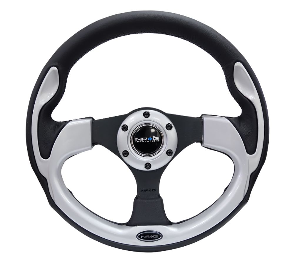 NRG Silver Trim 320mm leather Steering Wheel