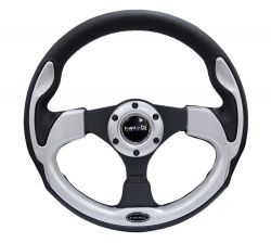 NRG Silver Trim 320mm leather Steering Wheel