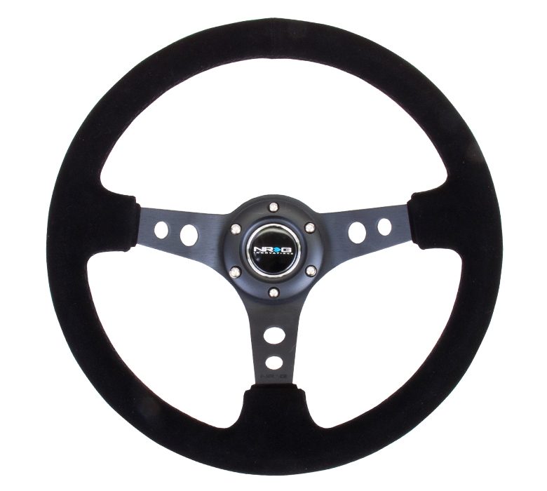 NRG Black Center 350mm Suede Deep Dish Steering Wheel