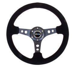 NRG Black Center 350mm Suede Deep Dish Steering Wheel