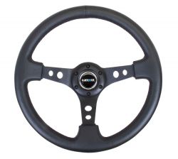 NRG Black Center Leather 350mm Steering Wheel