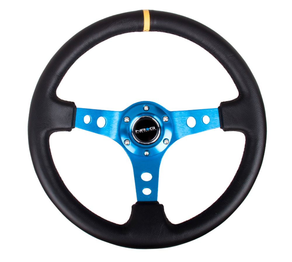 NRG Leather 350mm Blue Spoke Steering Wheel