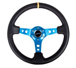 NRG Leather 350mm Blue Spoke Steering Wheel