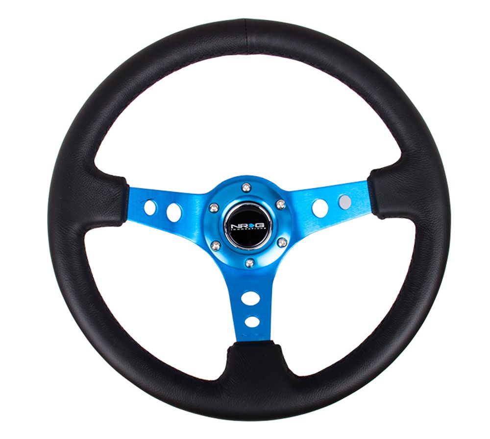 NRG Blue Center Leather 350mm Steering Wheel