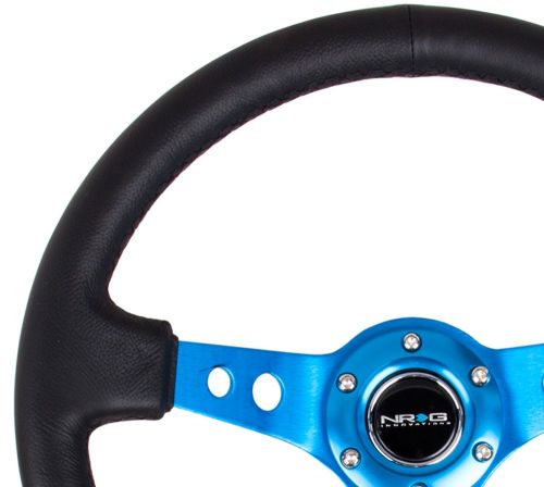 NRG Blue Center Leather 350mm Steering Wheel | RST-006BL | K