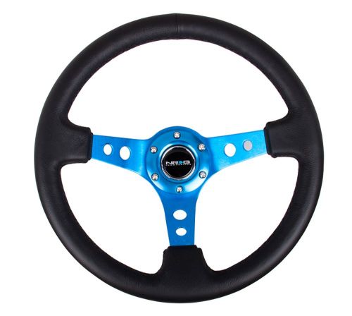NRG Blue Center Leather 350mm Steering Wheel | RST-006BL | K