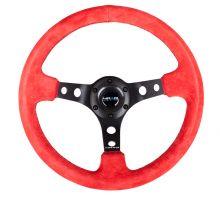 NRG Red Suede 350mm Deep Dish Steering Wheel