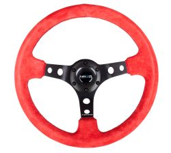NRG Red Suede 350mm Deep Dish Steering Wheel