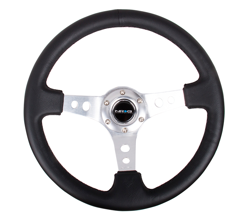 NRG Silver Leather 350mm Deep Steering Wheel