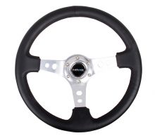 NRG Silver Leather 350mm Deep Steering Wheel