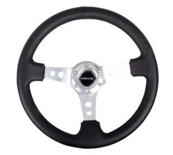 NRG Silver Leather 350mm Deep Steering Wheel
