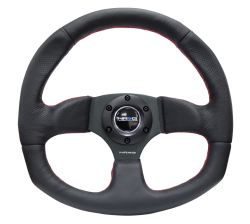 NRG Black with Red Stitch 320mm Leather Steering Wheel