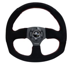 NRG Black with Red Stitch 320mm Suede Steering Wheel