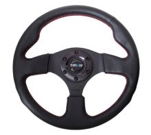 NRG Red Stitch 320mm Leather Steering Wheel