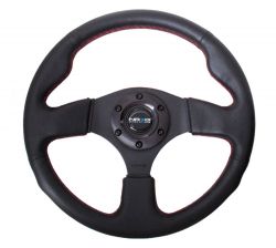 NRG Red Stitch 320mm Leather Steering Wheel