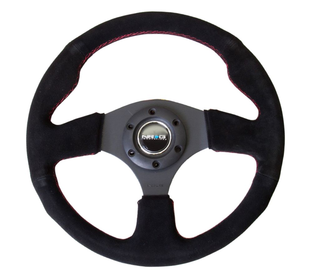 NRG Red Stitch 320mm Suede Steering Wheel