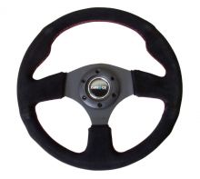 NRG Red Stitch 320mm Suede Steering Wheel